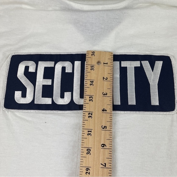 Gildan Polo Mens Medium White Security Patches Navy - Picture 11 of 11